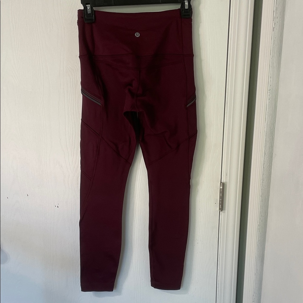 Lululemon Toasty Tech Fleece Tights II Leggings Burgundy Size 4 - Picture 2 of 15